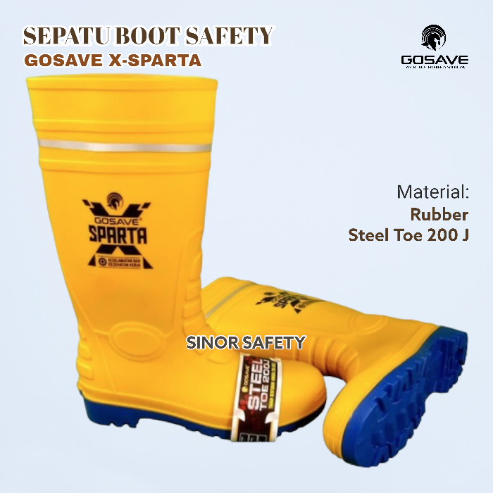Sepatu Boot Safety Sparta X Gosave Ujung Besi dan Mid Sole Steel Plate