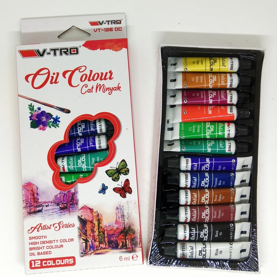 

Cat Minyak Oil Colour V-TRO VT-126OC Set 12 Warna