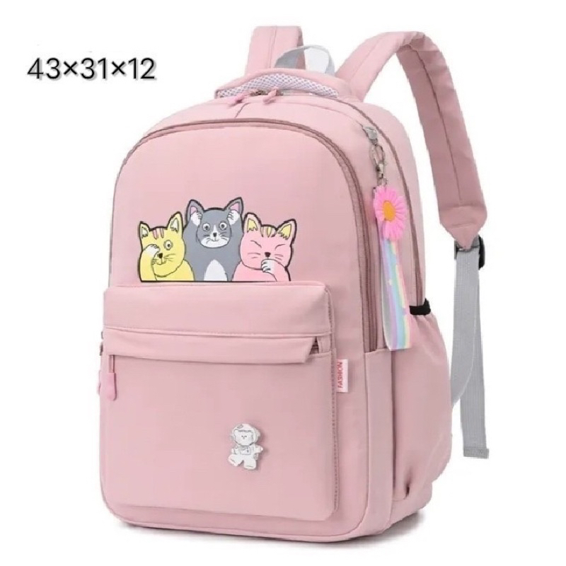 Tas ransel anak perempuan tas sekolah anak SD SMP tas travelling tas motif kucing tas kucing triple catty
