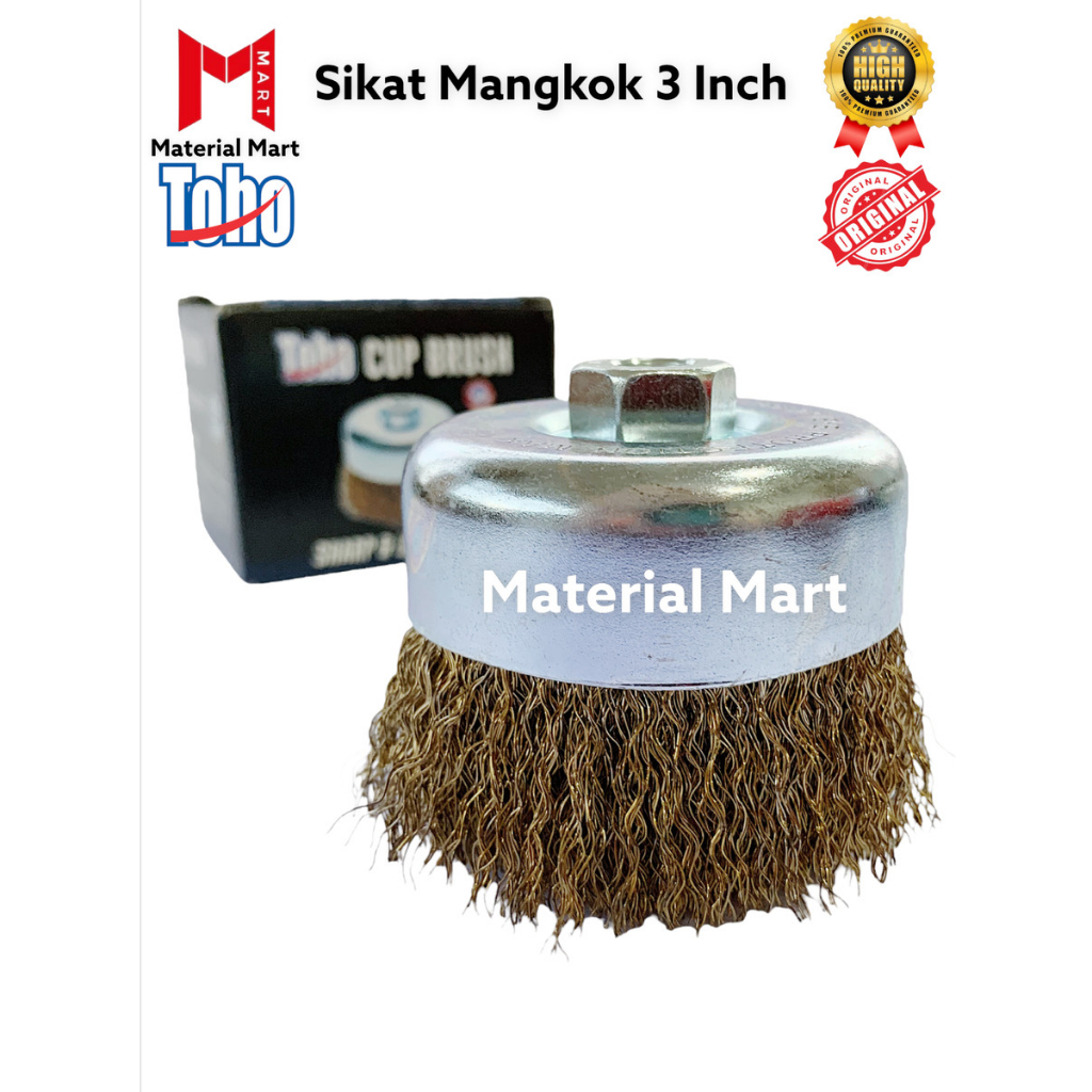 Sikat Kawat Mangkok TOHO kuningan ASLI | Cup Brush 3&quot; kuning ORIGINAL | Material mart