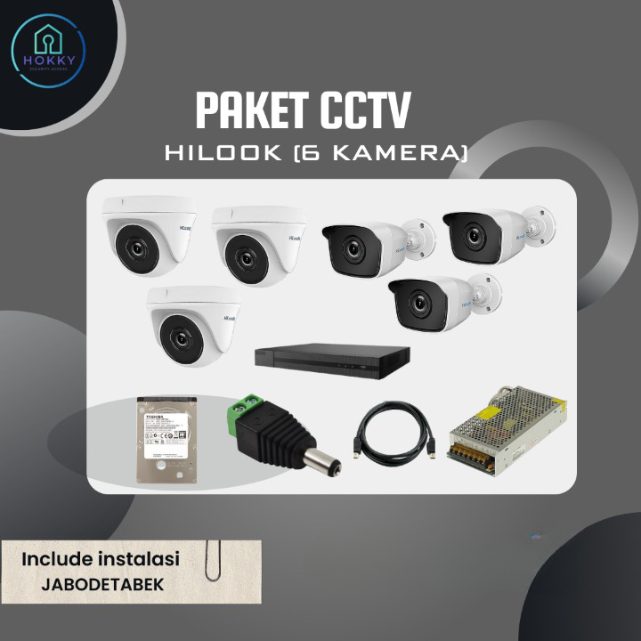 PAKET CCTV HILOOK 6 KAMERA/PAKET CCTV ANALOG HILOOK