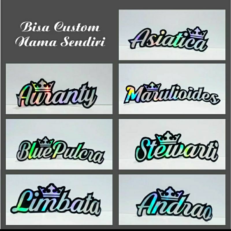 stiker hologram rainbow custom mahkota 4 pcs