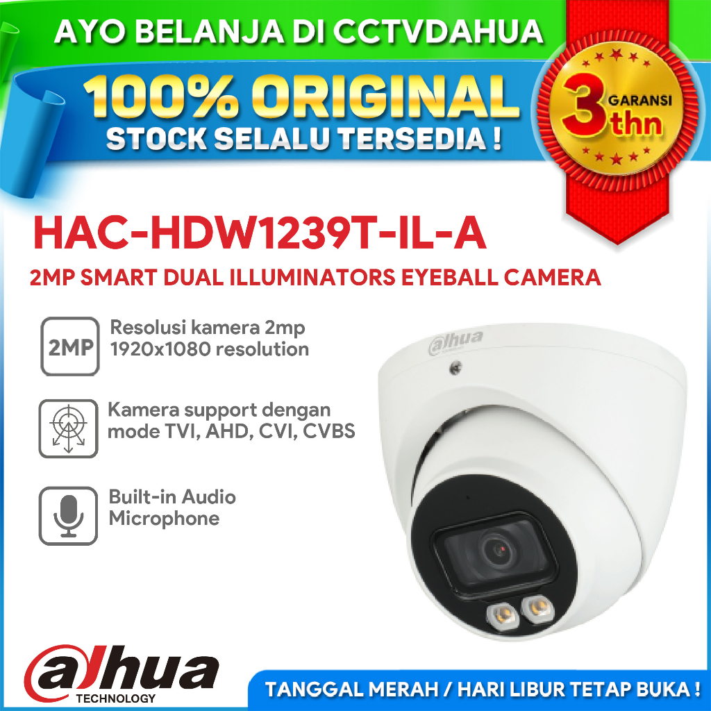 DAHUA HAC-HDW1239T-IL-A 2MP SMART DUAL ILLUMINATORS EYEBALL CAMERA