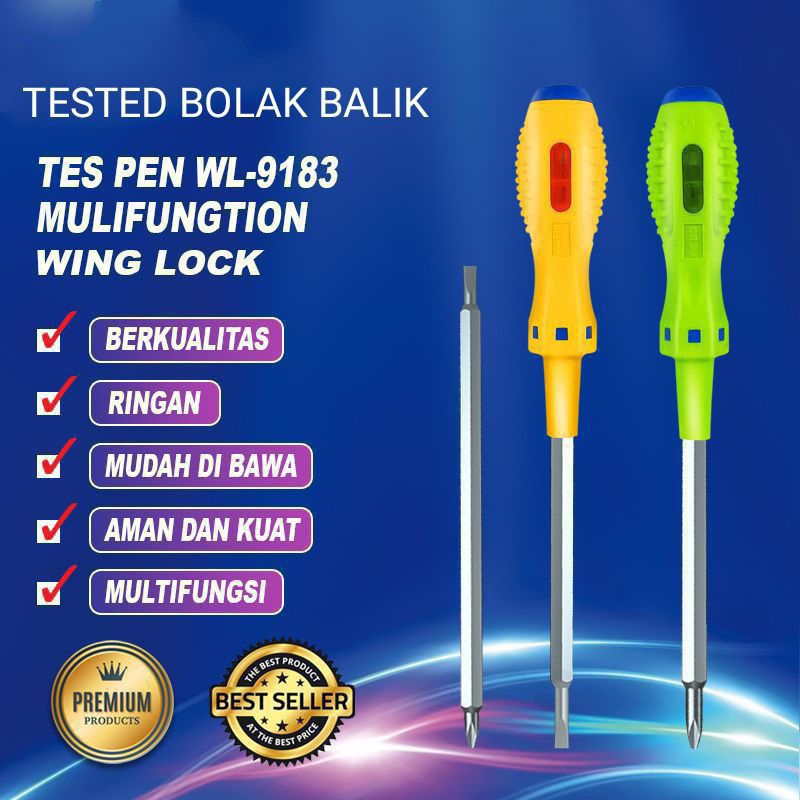 Wing Lock 9183 , Tespen Testpen Obeng Bolak Balik Multifungsi