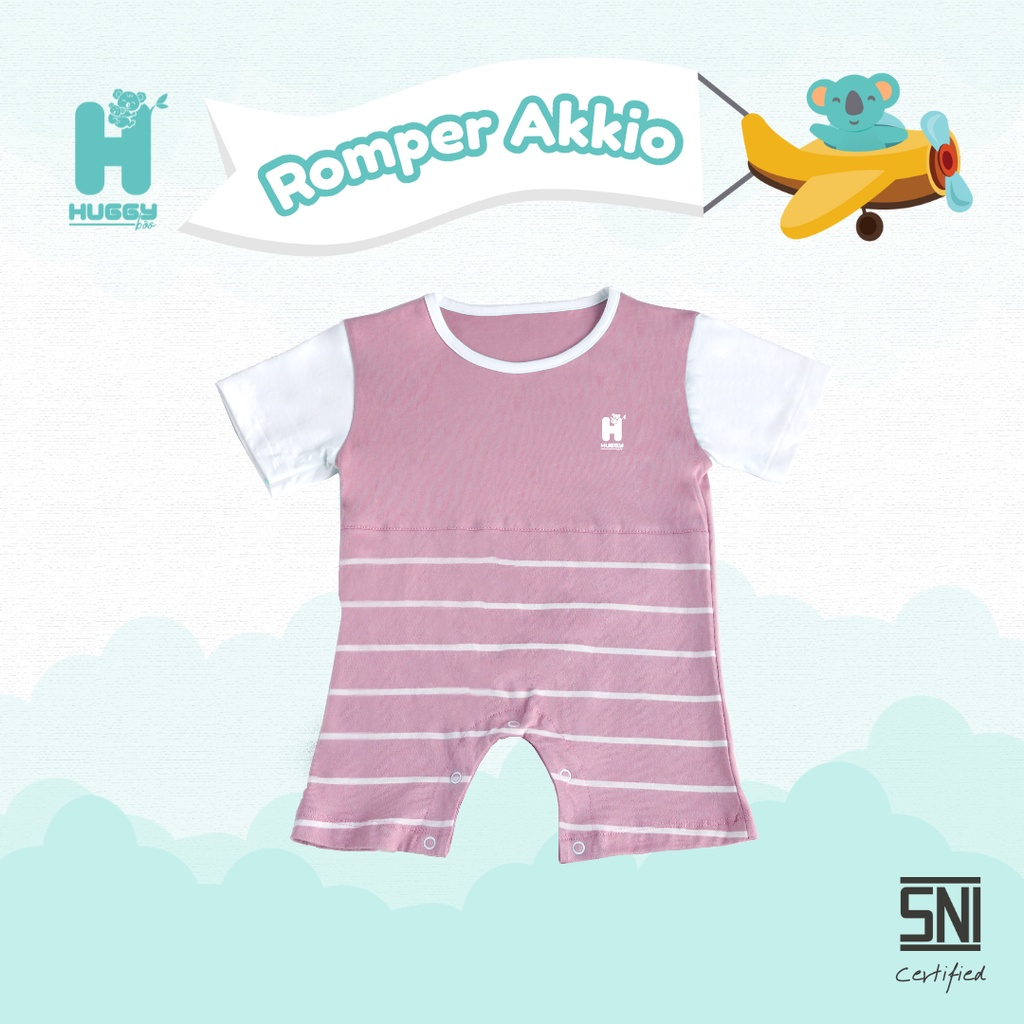 Huggy Boo Akkio Romper Salur Jumper Bayi Pendek Segiempat