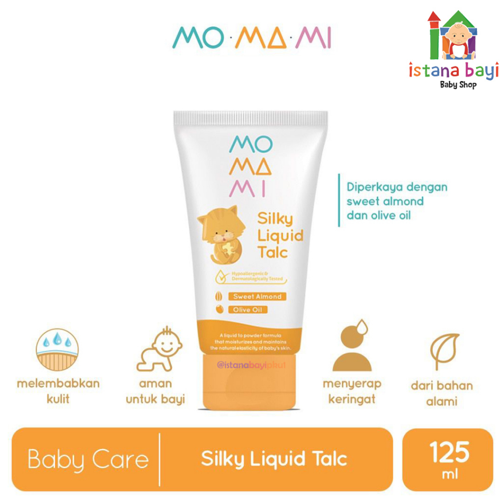 Momami Silky Liquid Talc merupakan Bedak bayi cair/liquid