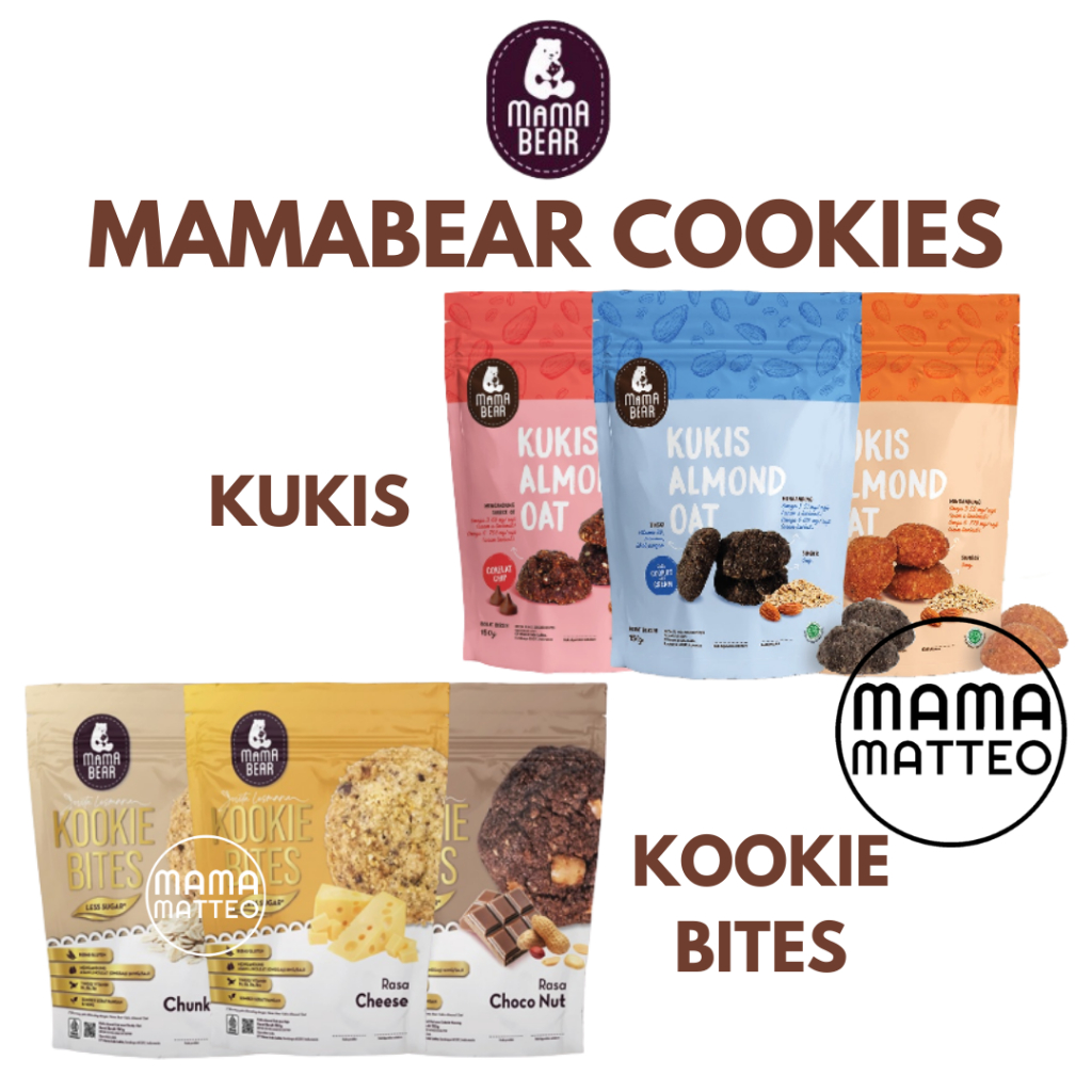 MamaBear Kukis Almond Oat / Mama Bear Cookies Kookie Bites Cokelat Chip Chocochip Cookies and Cream Kurma Chunky Oat Choco Nut Cheese Keju / MAMABEAR BANDUNG