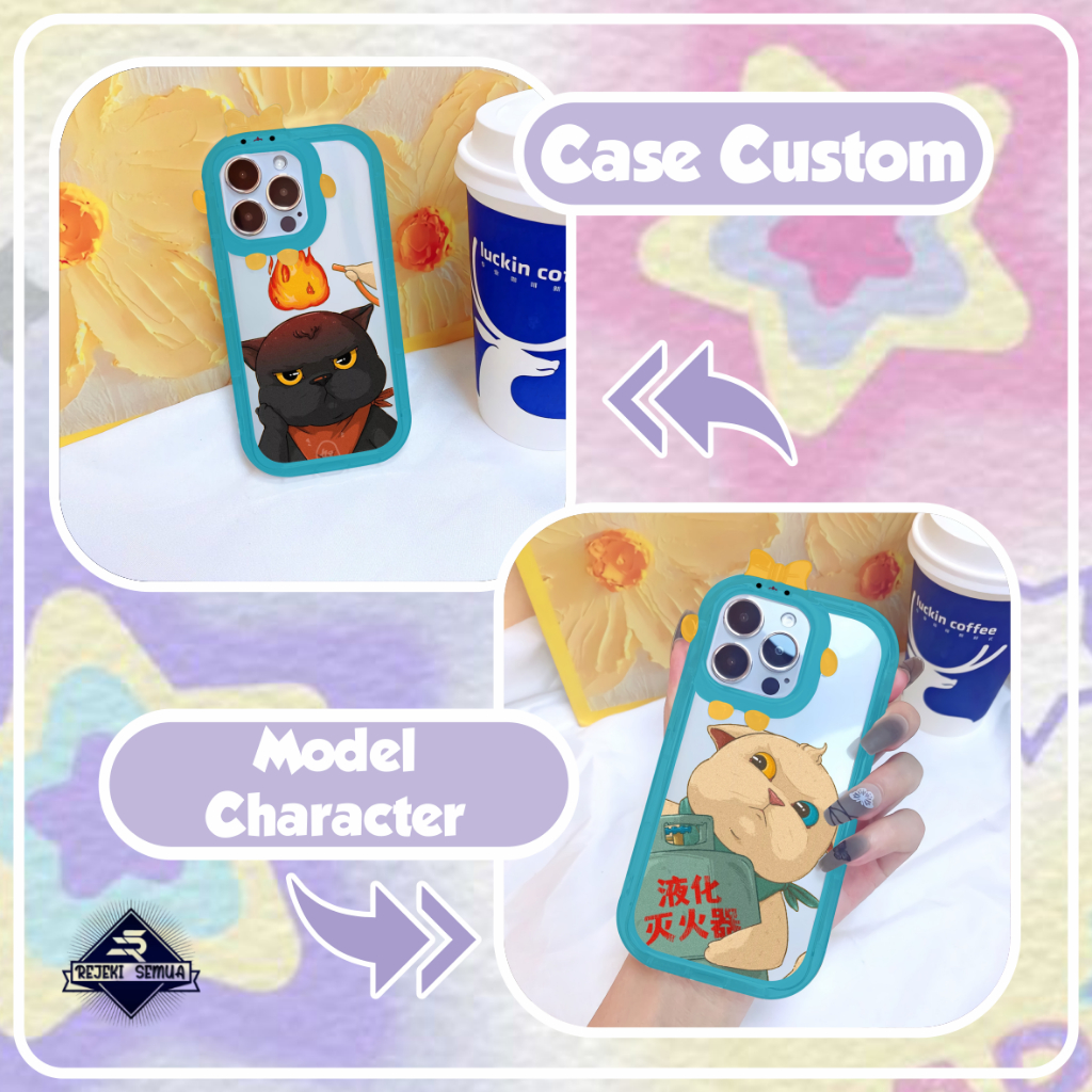 CUSTOM SOFTCASE PITACU FRAME KARAKTER CUSTOM POSISION CAT FOR OPPO A9 A5 2020 A31 A8 A15 A15S A35 A3