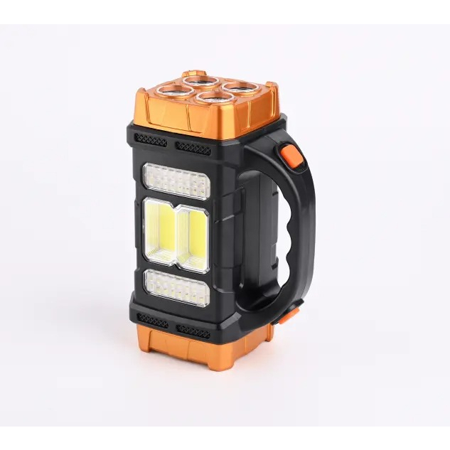 HS-1522 Lampu Senter Cahaya Kuning dan Putih Powerful Solar LED Flashlight With COB Work Light 4 Gear