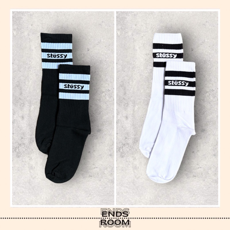 KAOS KAKI PANJANG MOTIF STUSSY HITAM PUTIH