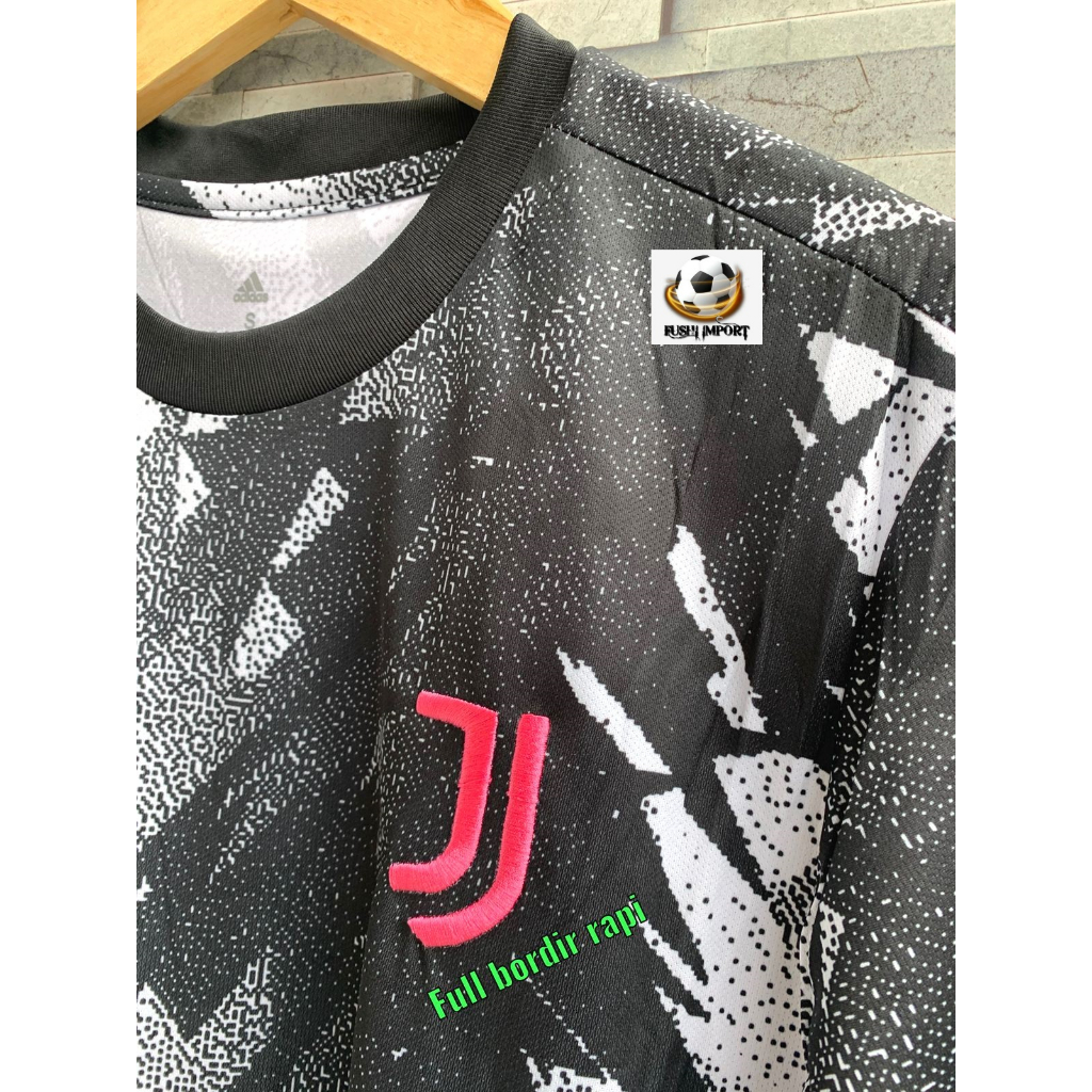 Jersey Baju Bola Juventus Pre-Match Black White Shirt NEW 2022 2023 Grade Ori