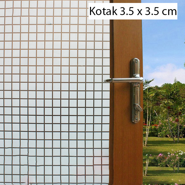 Stiker Kaca Jendela Rumah Tidak Tembus Pandang Ukuran 45cm x 100cm Motif Kotak Sticker Sunblast GS 0