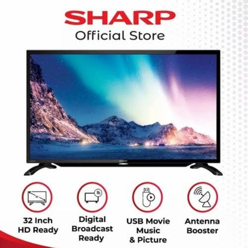 TV TELEVISI DIGITAL DVB T2 DVBT2 SHARP 2T C 32 C32 DD1i C32DD1I 2TC32DD1I INCH IN " 32" FULL HD READ