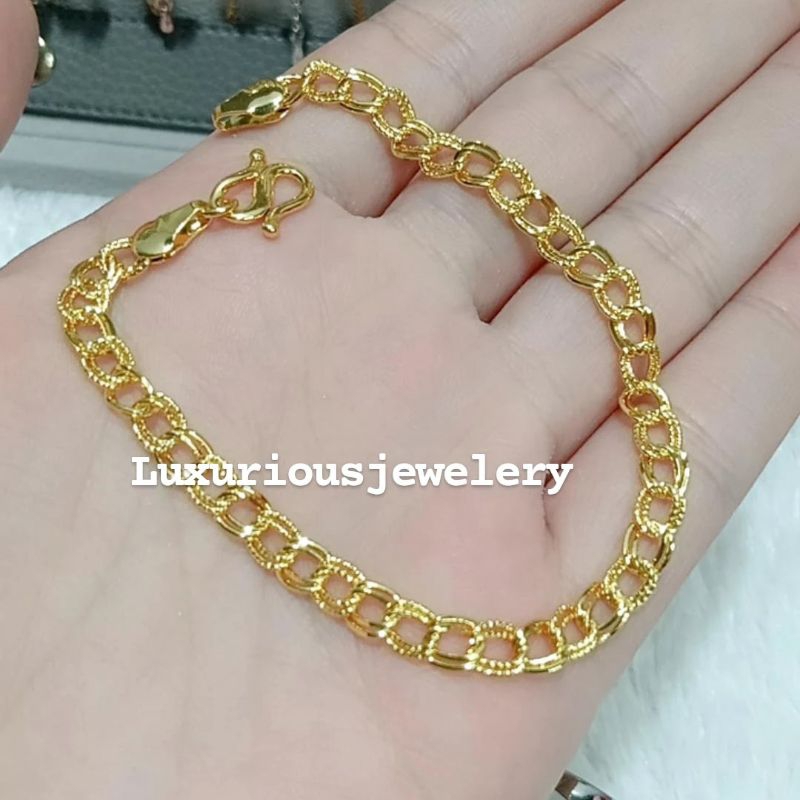 Luxuriousjewelery- Gelang rantai S gold 24karat lapis emas