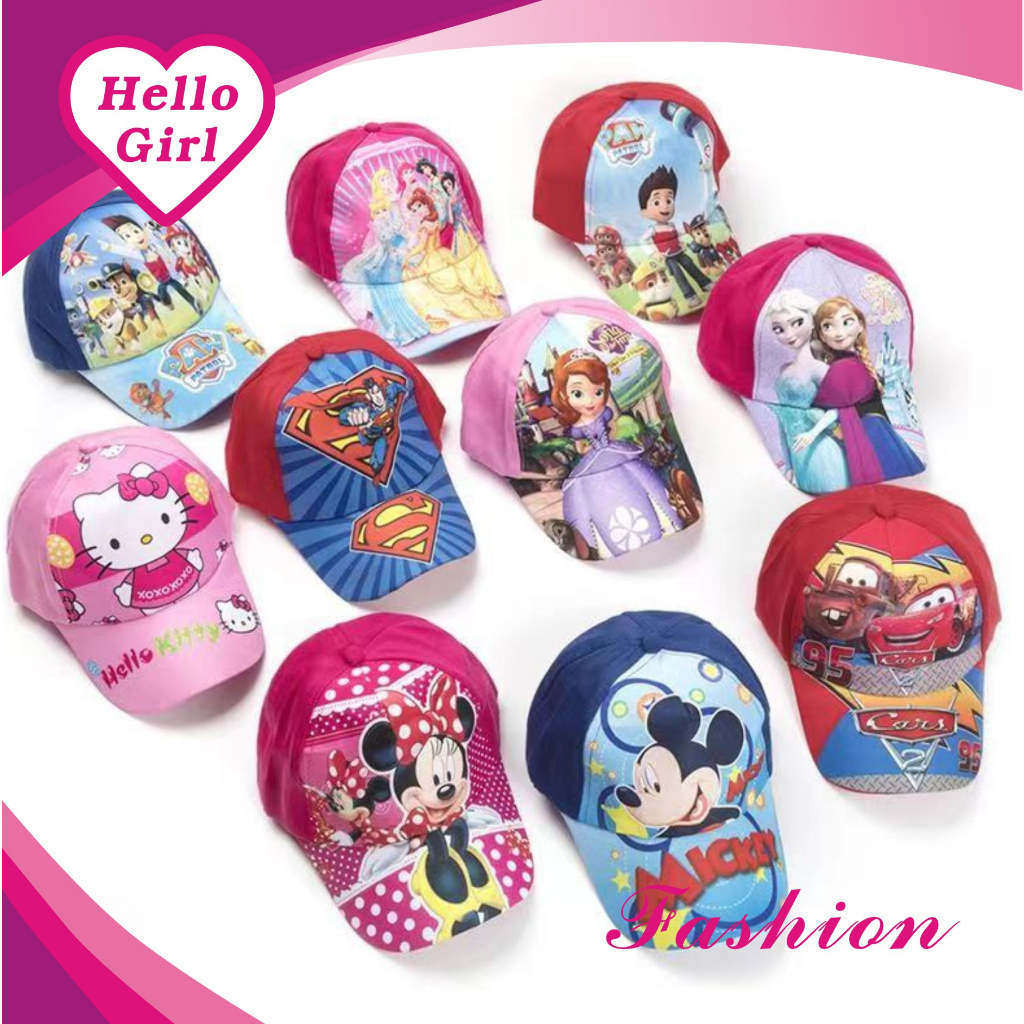 (Hello Girl)MZ33 Topi Anak Motif Karakter Kartun/Topi Baseball Anak Kartun Import