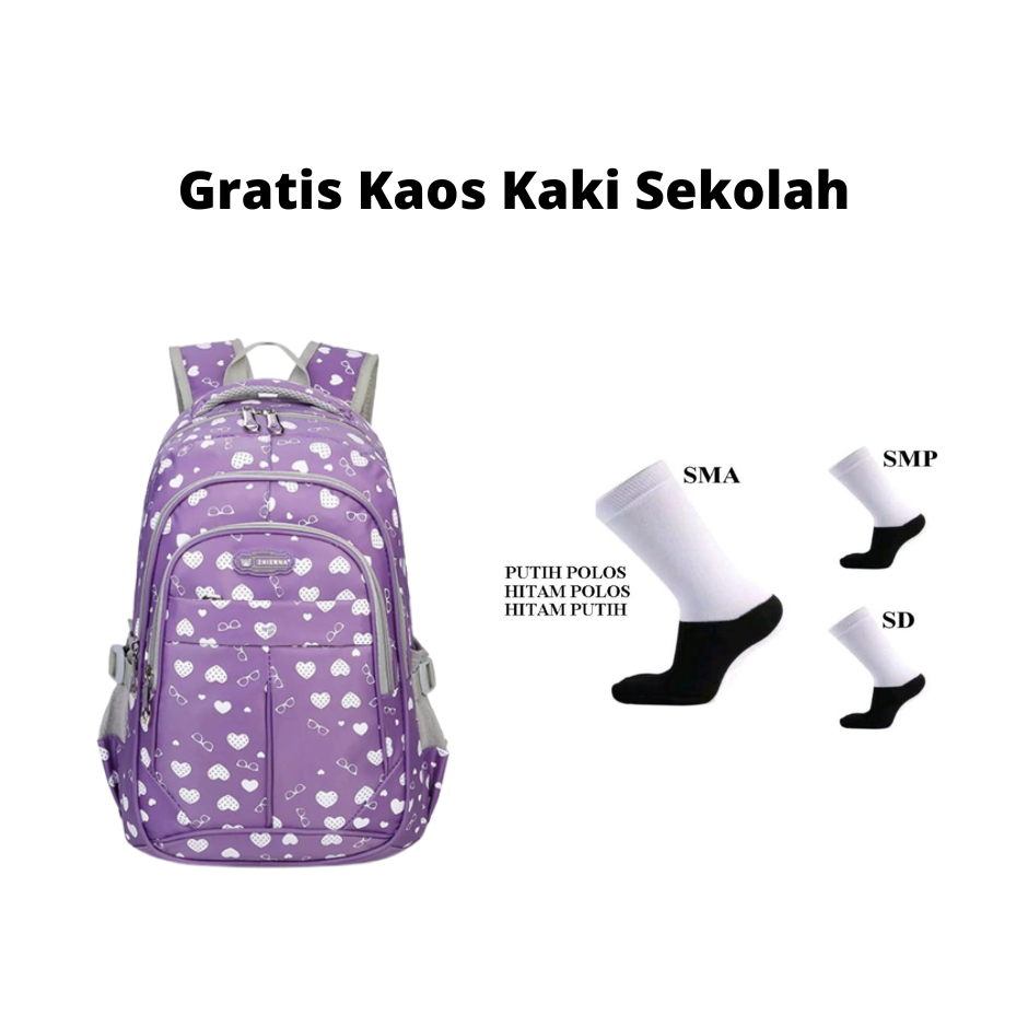 COD tas sekolah anak perempuan tas anak sd smp sma tas ransel anak lov lov geratis kaos kaki