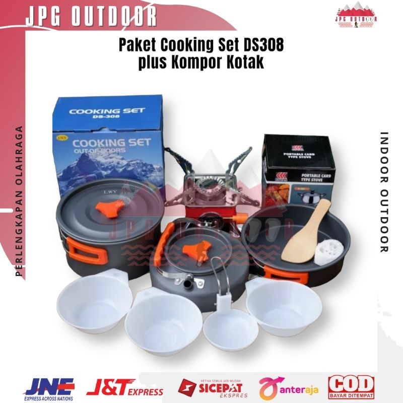 Paket Cooking Set Kompor Camping Outdoor Portable Alat Masak Camping