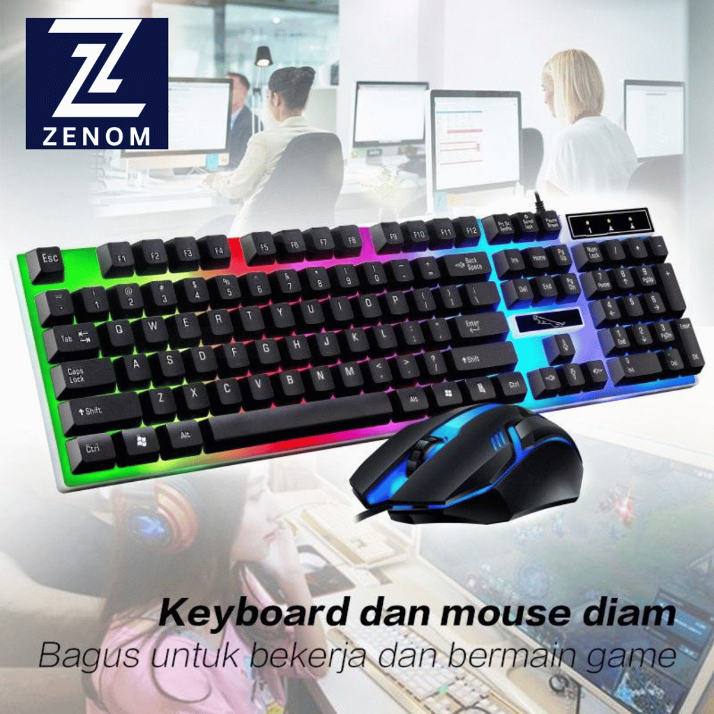 Paket Keyboard Gaming dan Mouse ZENOM G21B RGB USB Kabel