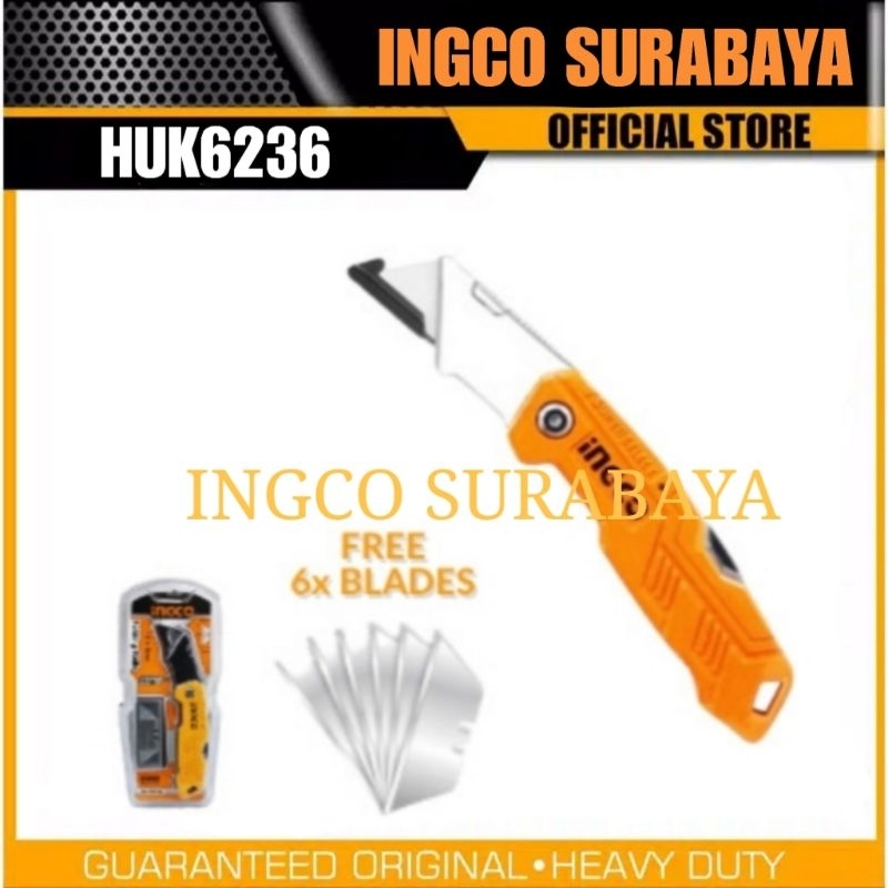 INGCO HUK6236 FOLDING KNIFE UTILITY CUTTER PISAU LIPAT GAGANG ALUMINIUM