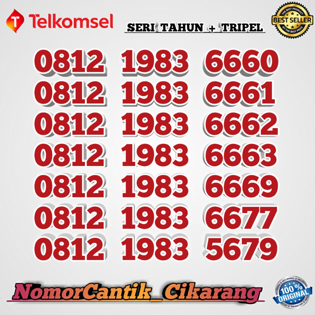 NOMOR CANTIK SIMPATI SERI TAHUN + TRIPEL 1983 666 / NOMOR CANTIK TELKOMSEL TAHUN 1983 6660 6661 6662