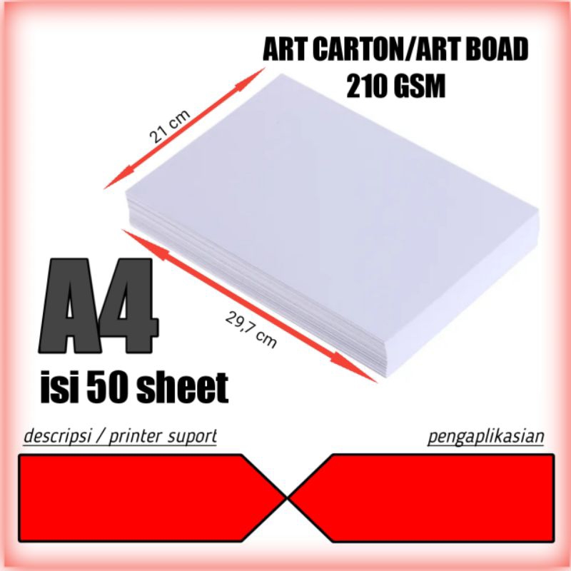 

kertas art carton 210 gsm A4 isi 50 lembar