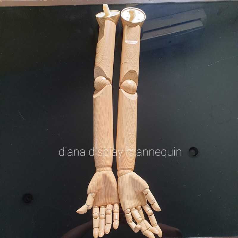 MANEKIN TANGAN PLASTIK FLEKSIBEL ROBOT WANITA DAN PRIA MOTIF KAYU DAN EMAS