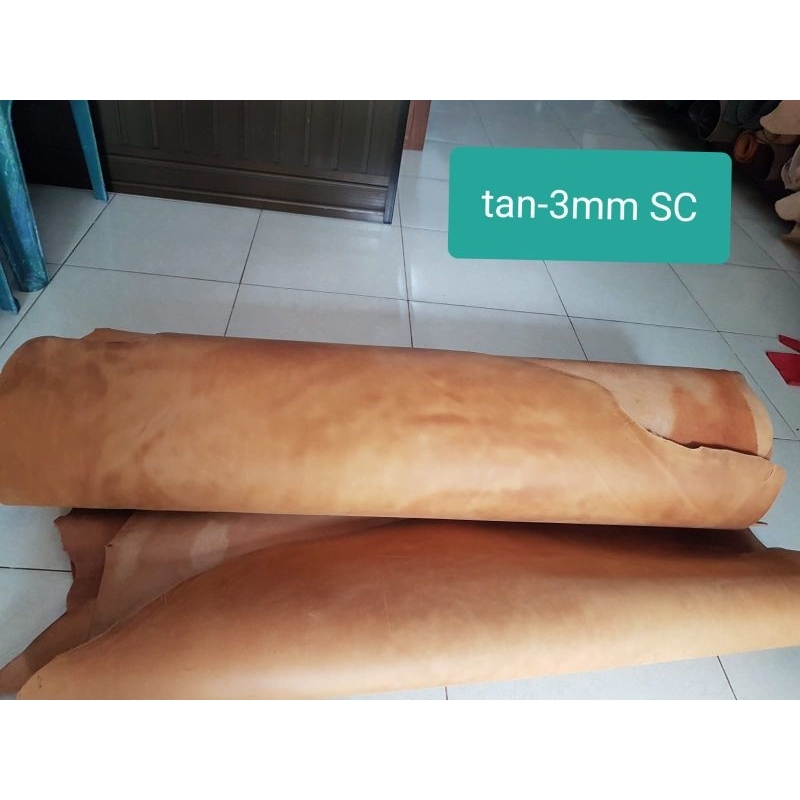 Bahan Kulit Sapi Lembaran jenis Crazy Horse 2.5mm warna Tan