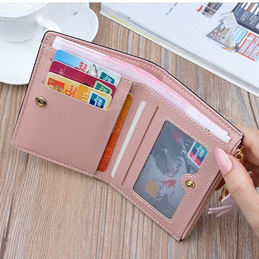 DOMPET LIPAT WANITA IMPORT KECIL CEWEK MURAH BRANDED BATAM KULIT PINK KAUNA PREMIUM WA663P3 KOREA MINI SLOT KARTU RESLETING KOIN LUCU SIMPLE REMAJA KEKINIAN