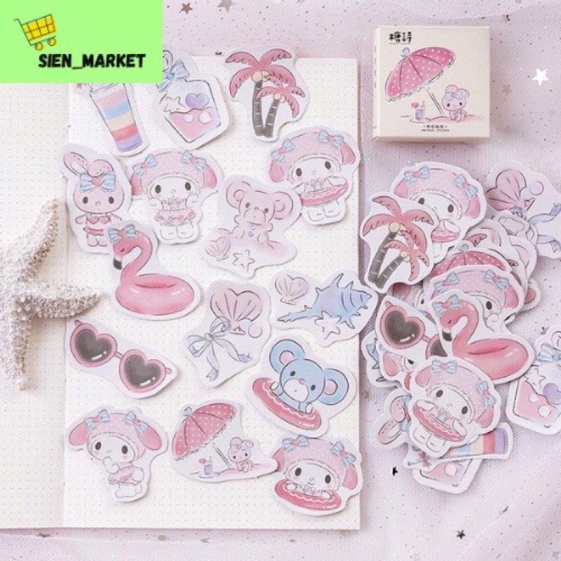Sticker My Melody per pack 1 pack 1 paket stiker sanrio My Melody jurnal journal sticker stiker 45pc