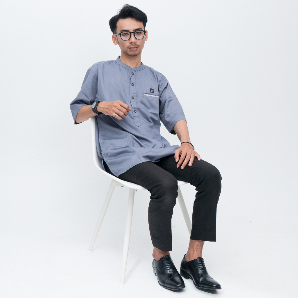 Baju Koko Pria Lengan Pendek Kurta Baju Muslim Bahan Premium