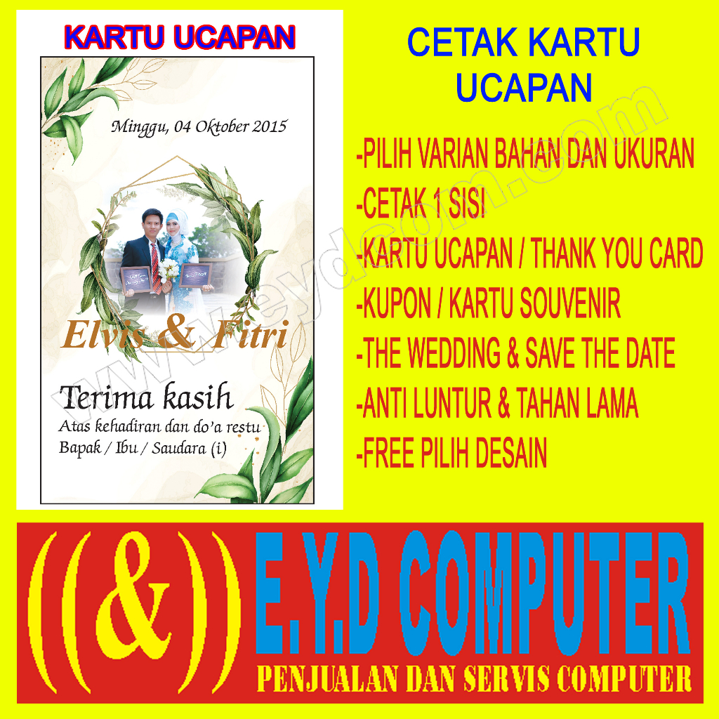 

CETAK KARTU UCAPAN TERIMA KASIH THE WEDDING CARD THANK YOU PERNIKAHAN KUPON TAG SOUVENIR PORTRAIT