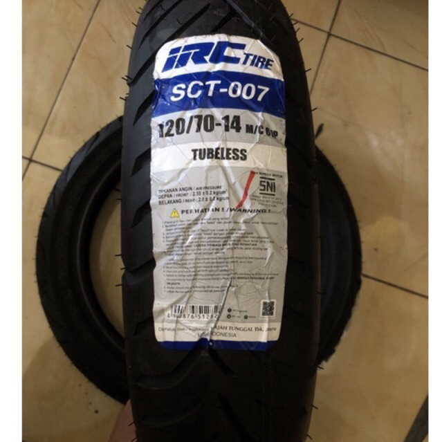 BAN PCX Depan BELAKANG IRC 120/70 14 SCT 007 BAN TUBLES IRC PCX DEPAN BELAKANG