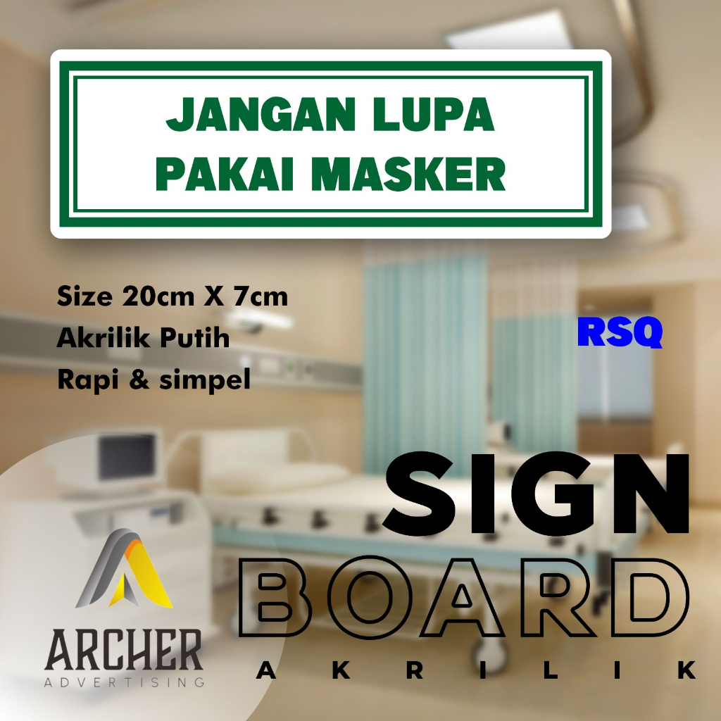 SIGN BOARD AKRILIK PENUNJUK RUANGAN | JANGAN LUPA PAKAI MASKER