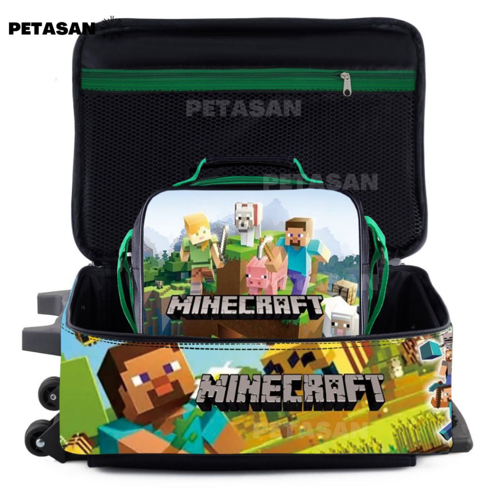 PTS - TAS KOPER ANAK - KOPER 2 in 1 - KARKATER MINECRAFT - TROLLEY ANAK MINECRAFT - KOPER ANAK