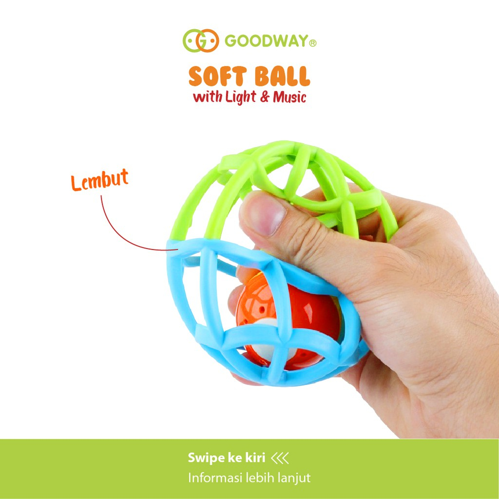 Goodway Soft Ball With Light &amp; Music / Teether Rattle Bayi / Mainan Gigitan Bayi Bola / Mainan Bayi