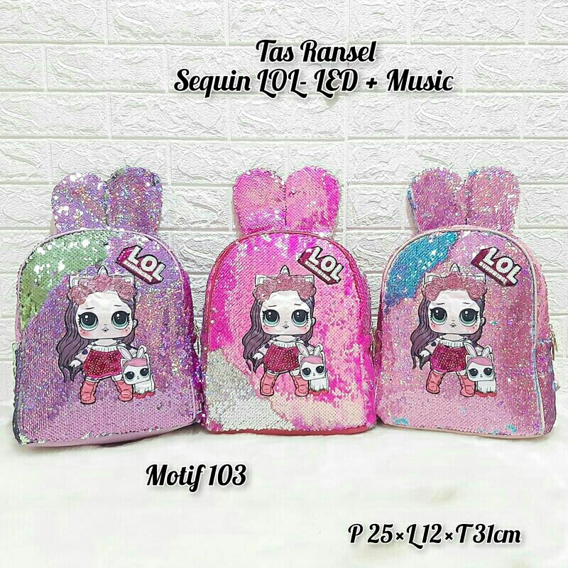 Tas Sequin LOL Unicorn Tas Ransel Usap Berubah Warna Tas Anak Sekolah