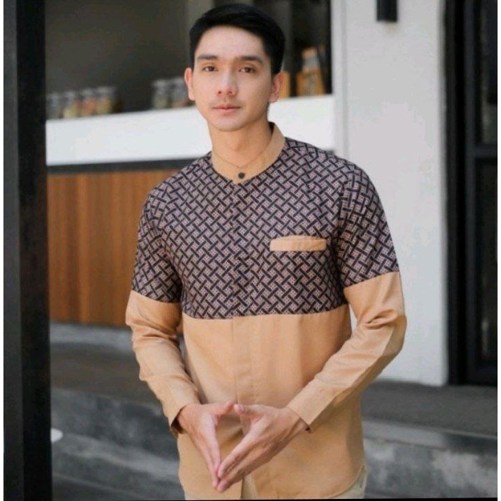 Baju Muslim Pria Dewasa Lengan Panjang Baju Koko Polos Mix Motif Bata Terbaru 2023 Bahan Toyobo Size L XL XXL By SULMIT COLLECTION  // Koko Kobata Qynang Kombinasi Batik // Koko Pria Gus Azmi Hadroh Azzahir // KEMEJA KOKO PRIA BAJU Kurta // KOKO PUTIH