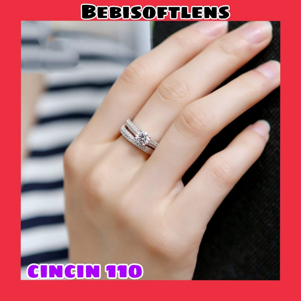 Cincin 110 1 set isi 2 pcs Tembaga Lapis S925 Fashion Cincin Unik Lucu Keren / BB