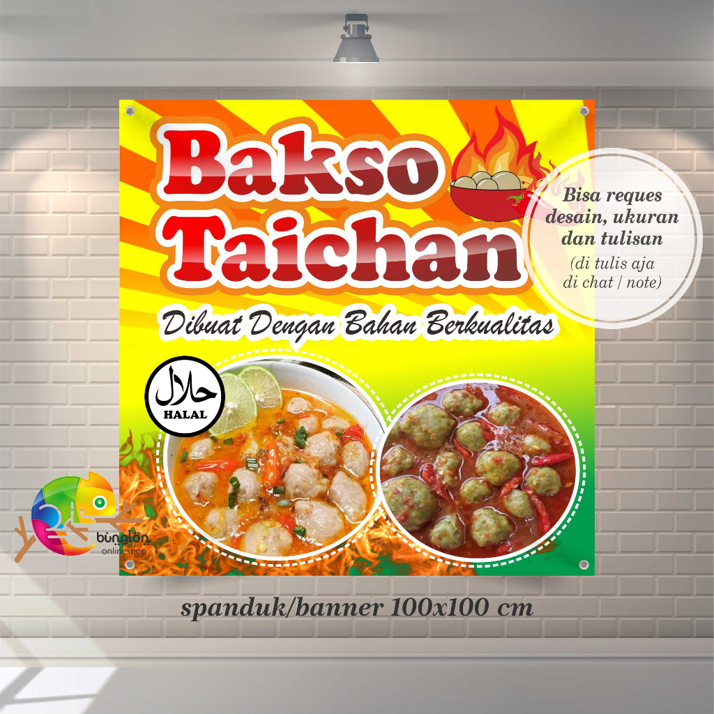 Spanduk Bakso Taichan, Spanduk Bakso, Spanduk Pentol Kuah Dll