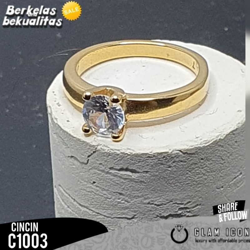 Cincin Couple Motif simple mata capit empat C1003 CCG