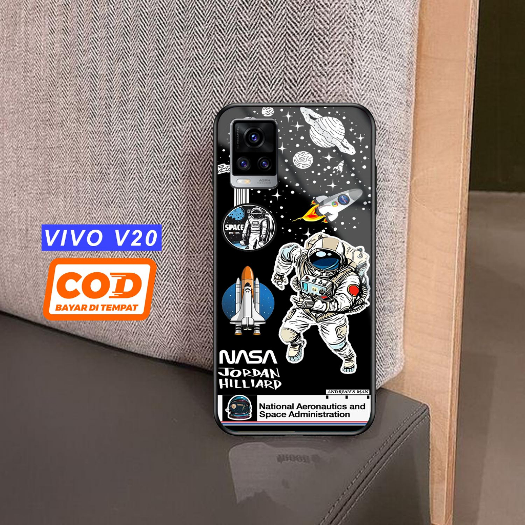 RC Case Vivo V20 Motif Astronot Gliter Casing 2D Glosy Vivo V20 Softcase Vivo V20 Terbaru - Case Glo