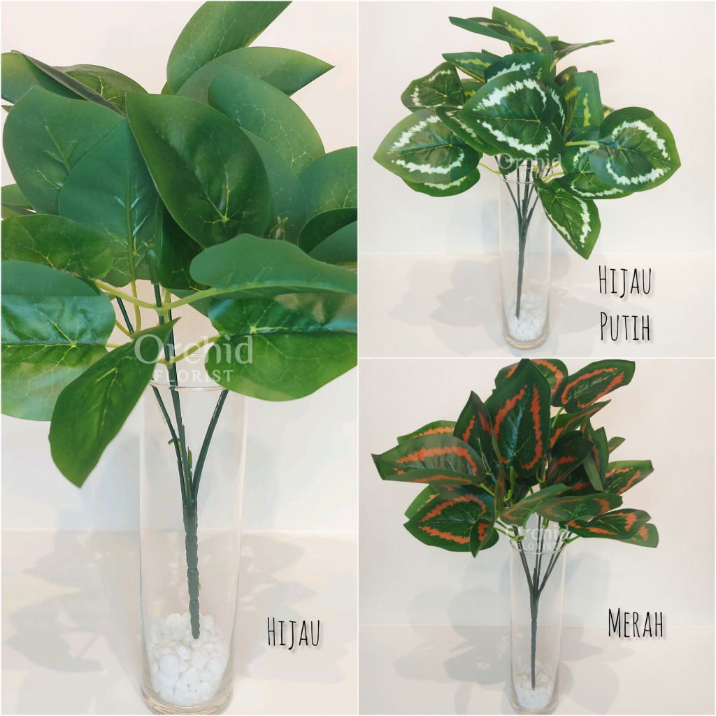 Daun Urat Kilap X6 / Bunga Artificial / Daun Palsu /Daun Dekor