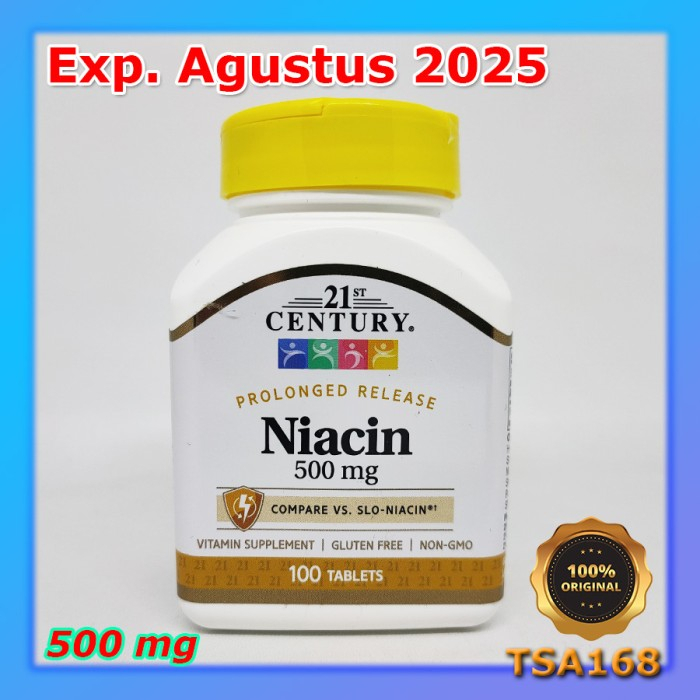 21st Century Niacin 250 500 mg 110 100 Tablet ORI USA