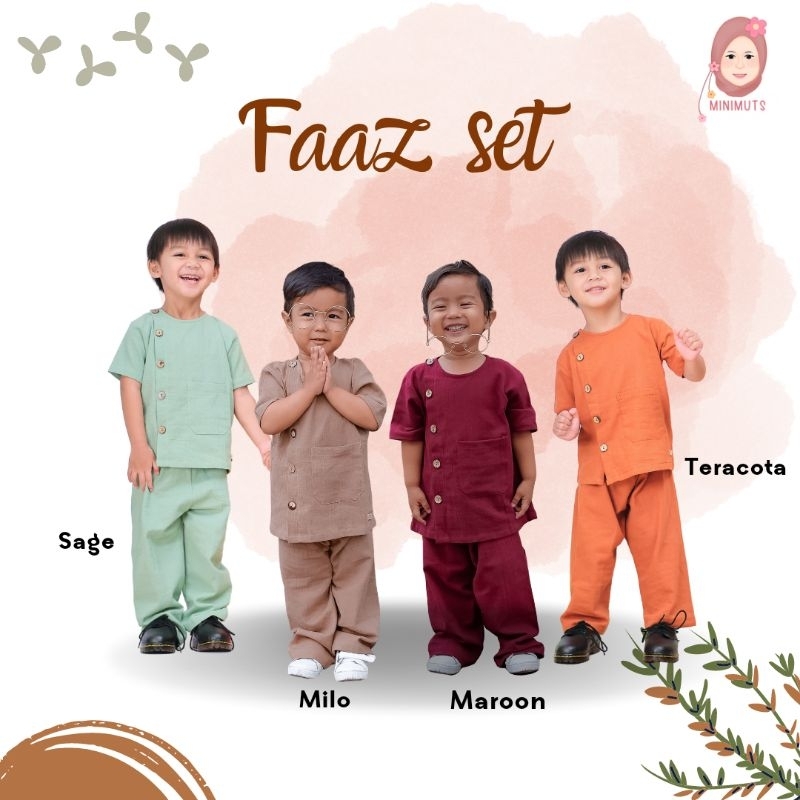 Setelan anak linen crinkle, Faaz Eijaz set