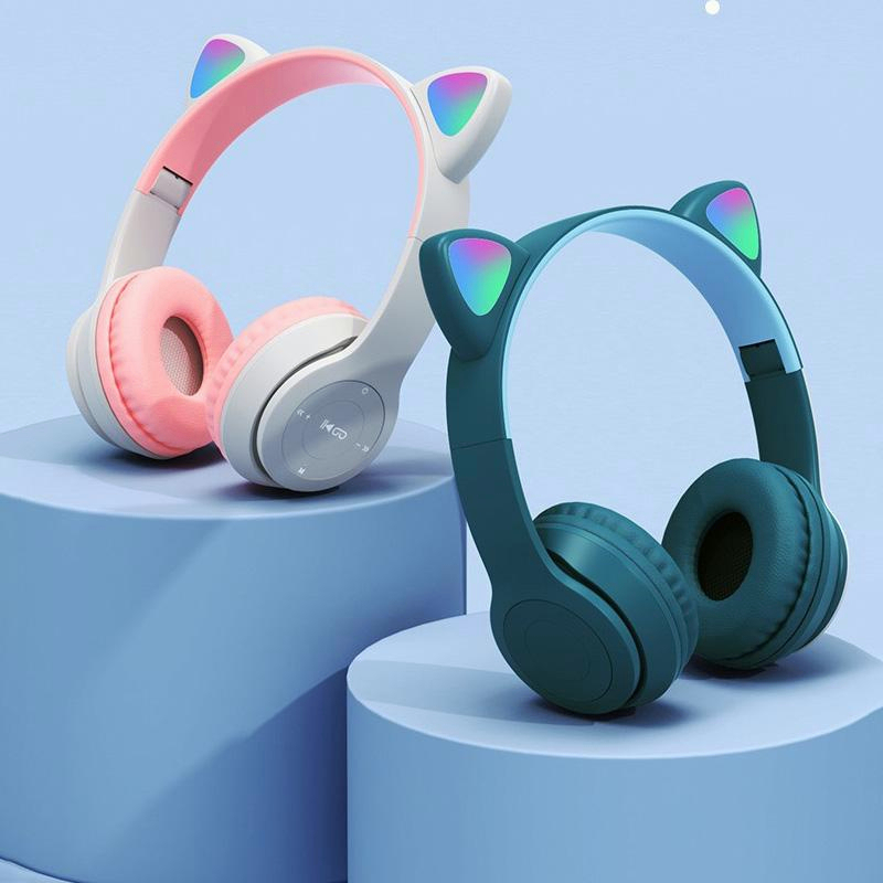 (COD)B39M LED Bluetooth Cat Headphone Bluetooth 5.0 Headset Noise Cancelling Wireless Headphones With Mic HiFi Stereo Earphones For Kid Gift PC Laptop Computer Gaming Accessories