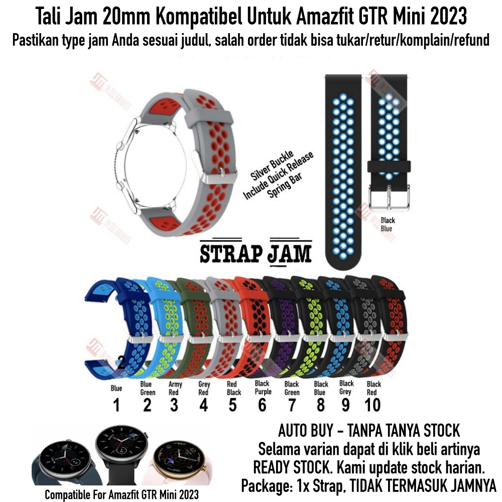 NSB Tali Jam 20mm Strap Amazfit GTR Mini 2023 - Rubber Sporty SIlikon