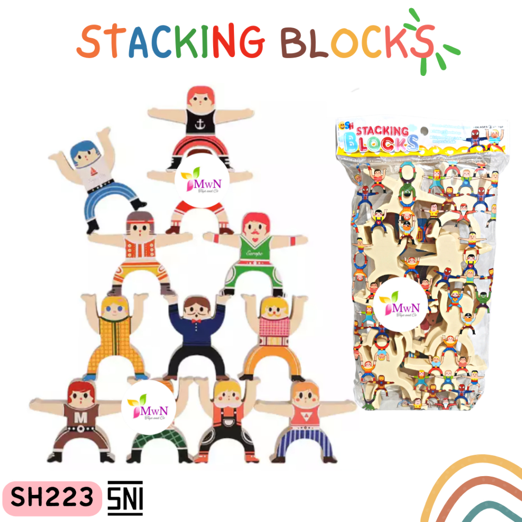 MWN Mainan Edukasi Anak Stacking Blocks / Balancing Toys SH 223 isi 16pc
