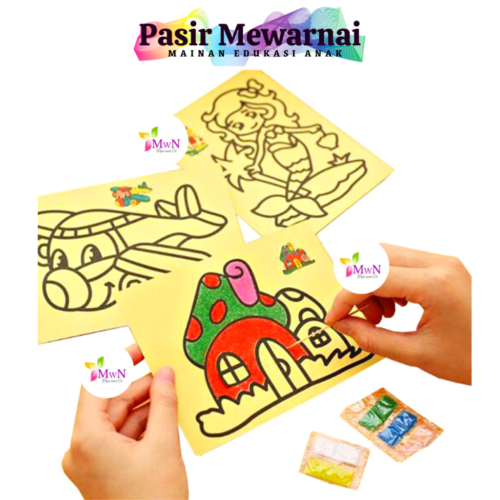 MWN Mainan Edukasi Sticker Pasir KECIL - Mewarnai Dengan Pasir Kertas Stiker