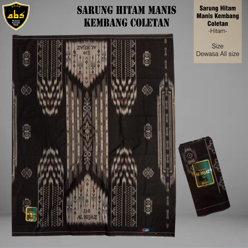 Sarung Tenun Halus Al Hijaz Spesial Motif Hitam Manis Kembang Coletan Perlengkapan Sholat Pria Wanita Dewasa