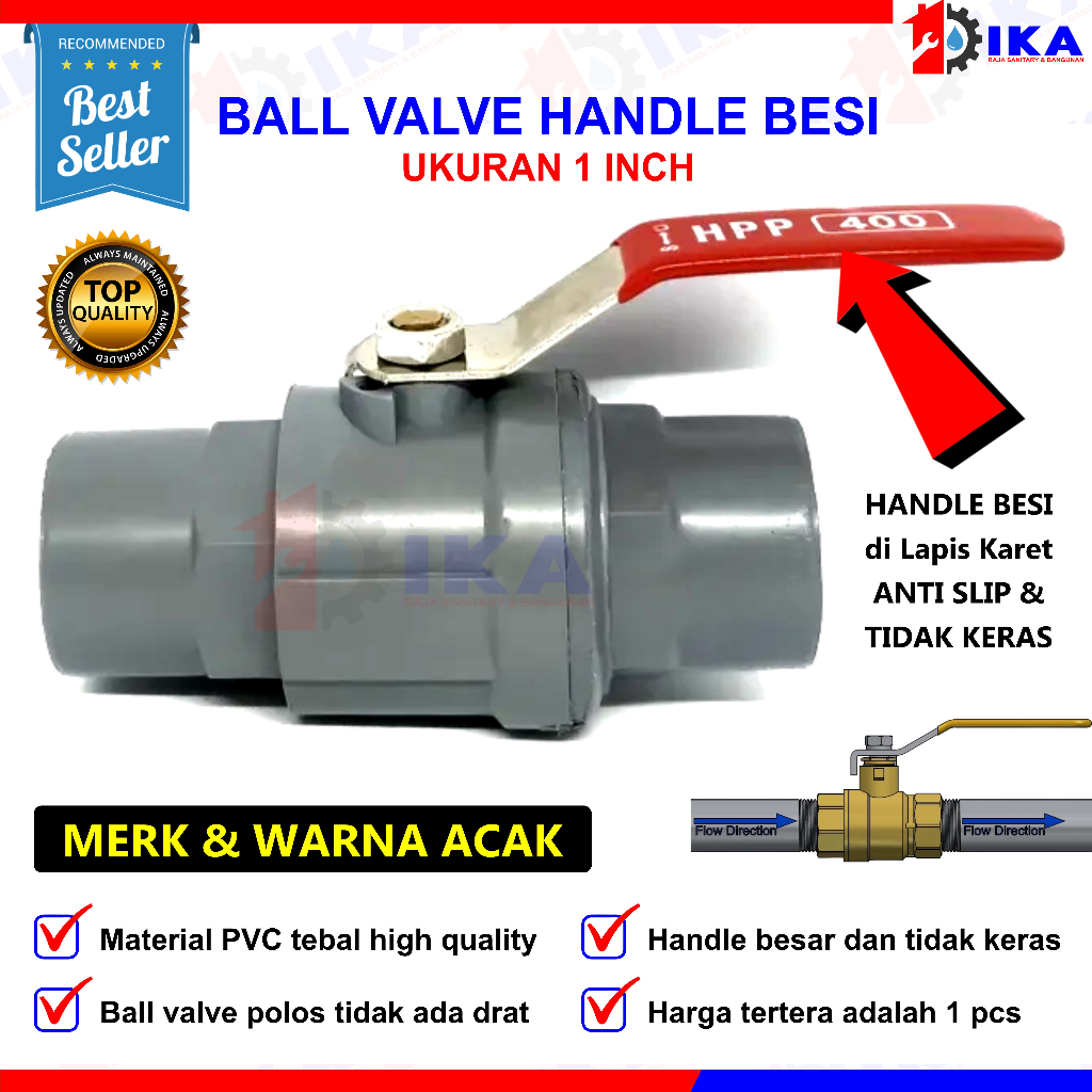 Ball Valve 1 Inch Gagang Besi l Stop Kran Keran Pvc Handle Besi High quality TERMURAH